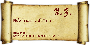 Nánai Zóra névjegykártya